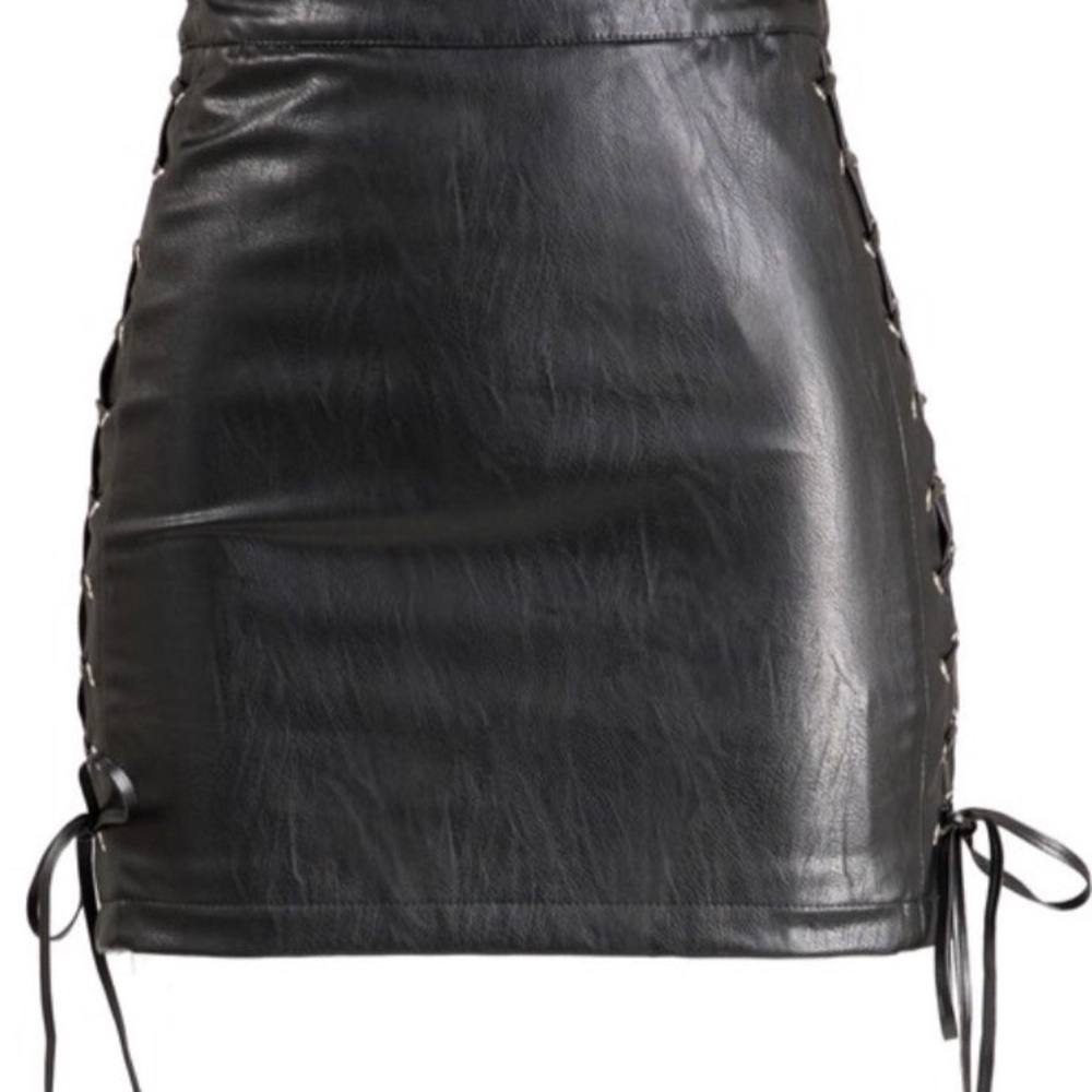 Sleek Black Lace-Up Mini Skirt
